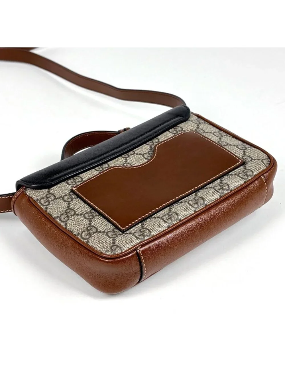 Gucci Handbag GG Pattern 2-Way Beige Black Brown